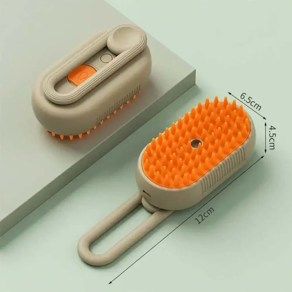 Cat Dog Pet Spray Massage Brush 3 in 1 One Button Steam Spray Folding Rotatable